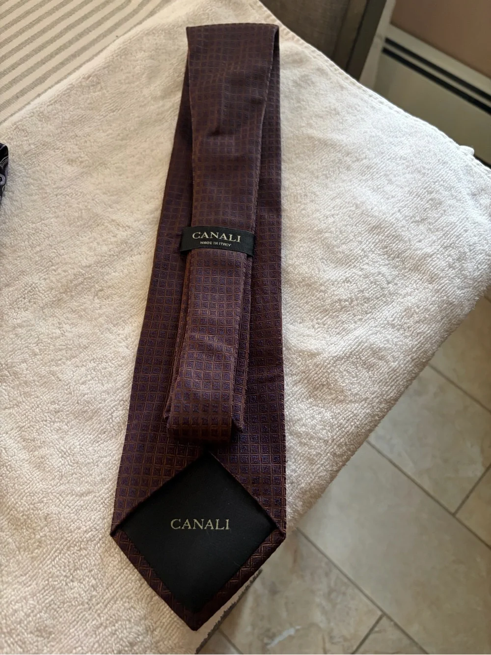 Canali Men's Brown Geometric Silk Tie